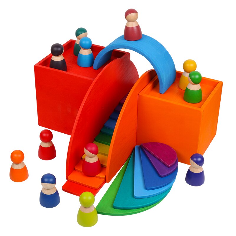 Kinderen Speelgoed Grote Rainbow Stacker Houten Speelgoed Voor Baby Regenboog Bouwstenen Montessori Educatief Speelgoed Kinderen