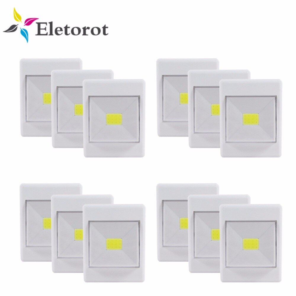 3/6/9/12 Pack 4*AAA Battery Operated Cordless Night Light COB LED Wall Switch Wireless Garage Cabinet Lamp Closet Light