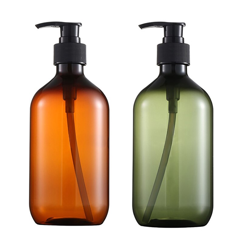 300/500ml plastik sæbe flaske brun badeværelse shower gel genopfyldelige flasker shampoo vask hår balsam lotion presse dispenser