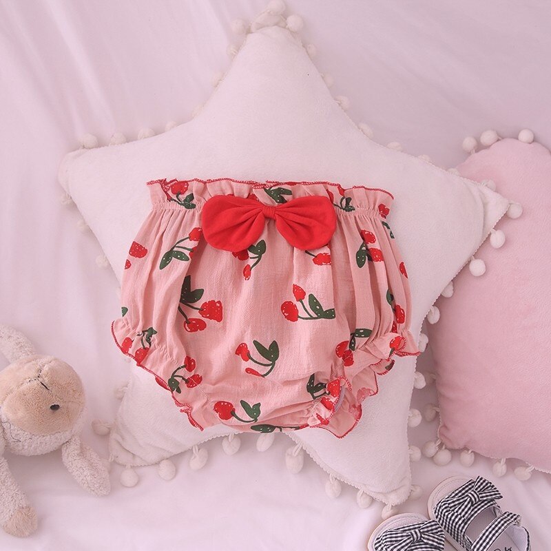 Pantaloncini da indossare esterni in cotone garza per bambini pantaloni da pane per bambina slip intimo per bambini fondo dolce per bambini: Pink Cherry