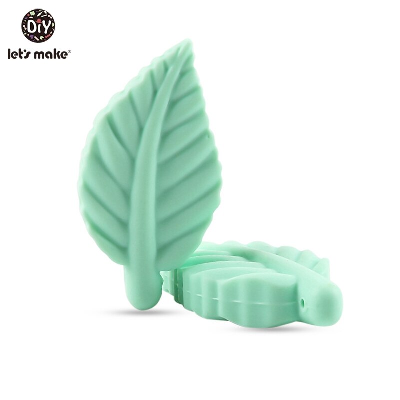 Låt oss göra 50pc silikonpärlor för babyskallerleksaker på sängkläder spjälsäng mobilhänge babybitring leksak pärlor blad: Mynta