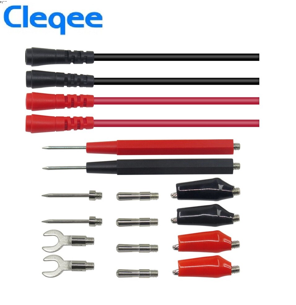 Cleqee P1500 16 in 1 Test Leads kit Replaceable Test wires Probes for dgital Multimeter Test Leads crocodile clips U type probe