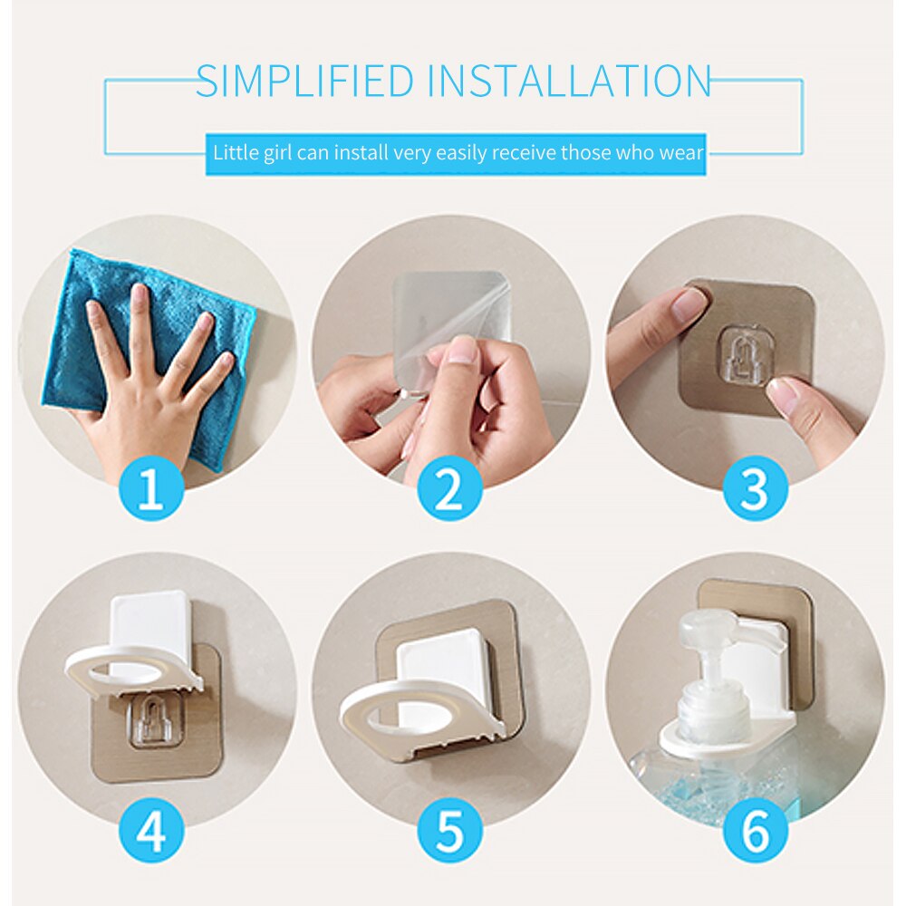 Plug Socket Holder Wall Storage Bathroom Body Wash Shampoo Bottle Wall Mounted Self Sticky Hooks Home Strong Adhesive Hook