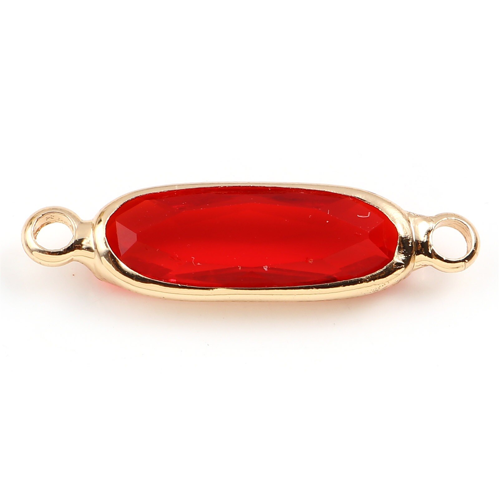 Szkło wielokolorowe złącza owalne złoty kolor miedzi Charms DIY dokonywanie naszyjnik bransoletki kobiety ocena biżuteria, 22mm x 6mm,5 sztuk: Red