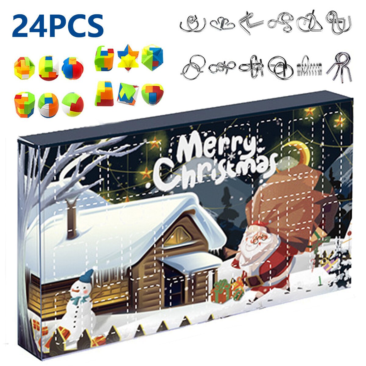 Puzzle de noël avec calendrier de l&#39;avent, 24 pièces, , casse-tête, jouet, compte à rebours, boîte aveugle,
