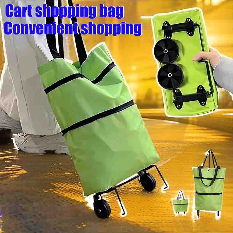 1-2 Stuks Draagbare Kruidenier Winkelwagen Opvouwbare Winkelwagen Lichtgewicht Winkelwagen Met Wielen Huishoudelijke Hoge Capaciteit Levering Boodschappentas