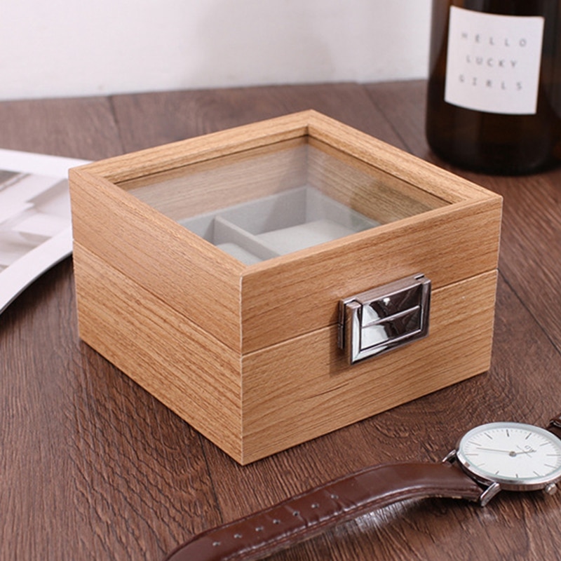 Træ ur box organizer opbevaring til ure ure vitrineholder opbevaring smykkeskrin bedst