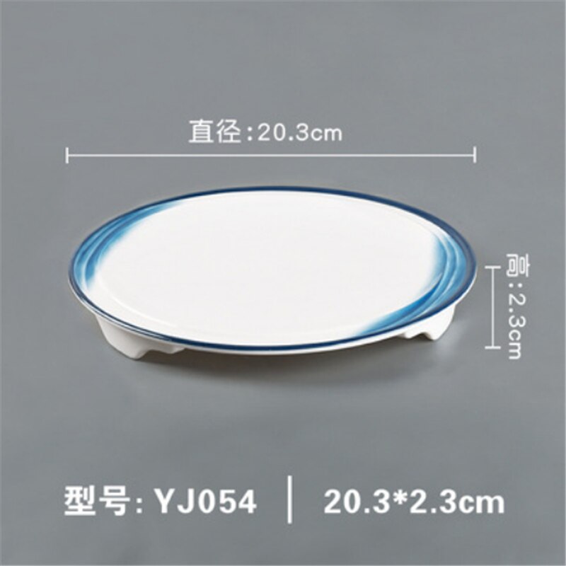 Melamin hav blå hvid service phnom penh geometri service keramisk fad porcelæn dessert porcelæn kage tallerken: 20.3 x 2.3