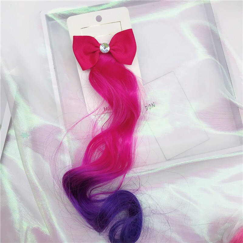 1pc Child Cute Bow Crystal Elastic Hair Band Rubber Band Hair Accessories Kids Wig Headband Girls Twist Braid Rope Headdress: Plum