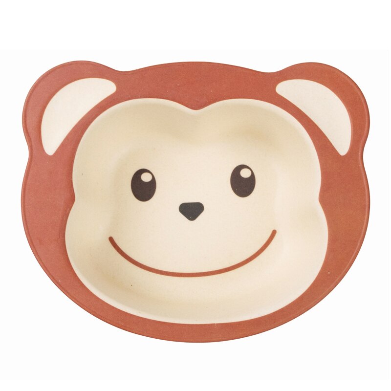 Baby Kids Natural Bamboo Fiber Bowls Cute Cartoon Animal Dishes Baby Feeding Tableware Children Infant Toddler Portable Plates: Monkey