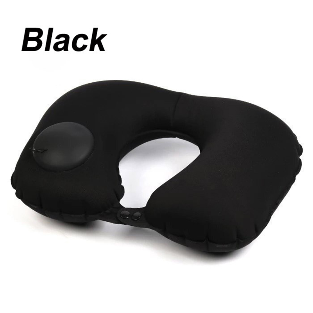 Draagbare U-Vorm Opblaasbare Reizen Kussen Auto Head Rest Luchtkussen Kantoor Dutje Head Rest Reizen Verlichten Vermoeidheid nek Kussens: Black