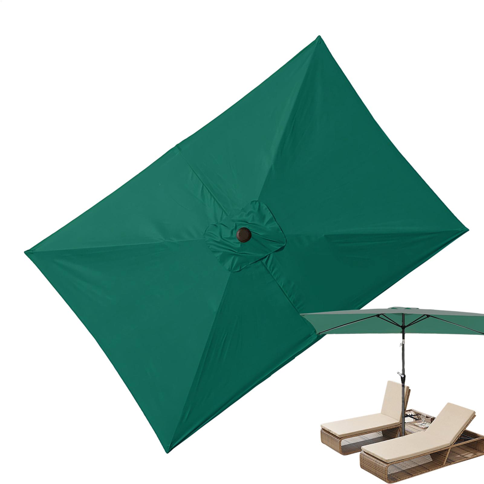 Auvent de parapluie 6,6 x 10 pieds, Parasol rectangulaire de remplacement en tissu, Protection UV, Parasol pour balcon extérieur décalé, pique-nique