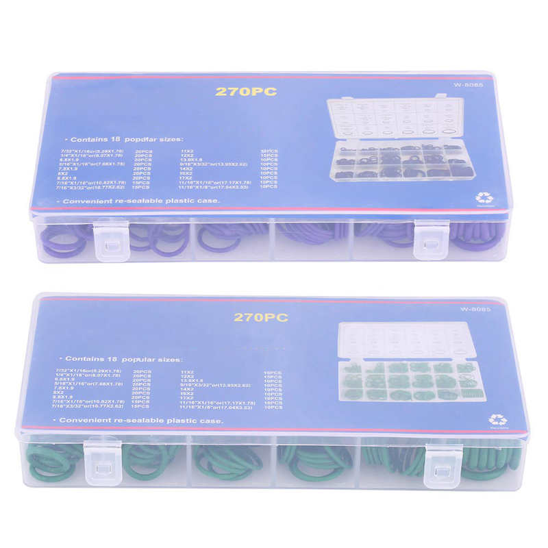 Kit de juntas tóricas de caucho de nitrilo para compresor de aire acondicionado de coche, juego de juntas de sellado, 270 Uds.