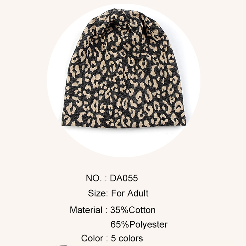 Geebro dam mössa randig kvinnlig mössa skullies casual polyester bomull leopard halsduk keps höst vinter varma mössor