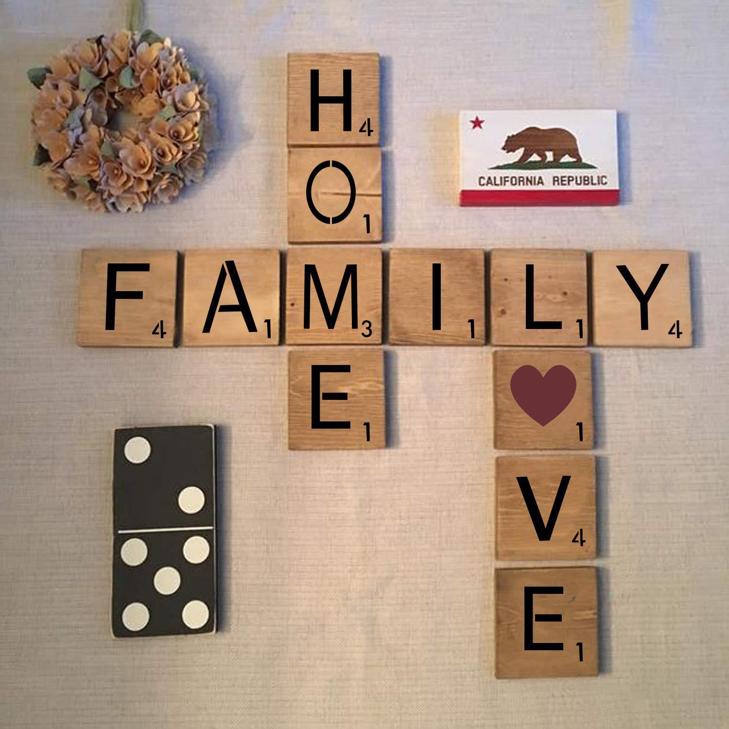 26PCS Reusable Scrabble Letters Alphabets Stencils Drawing Painting Templates for DIY Craft Home Wall Decoration 4x4inch