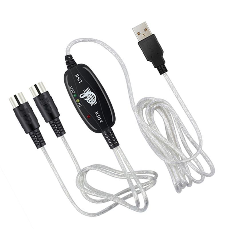 180X2Cm Midi-kabel Usb Midi Kabel Muziek Editing Cord Toetsenbord Aansluitkabel