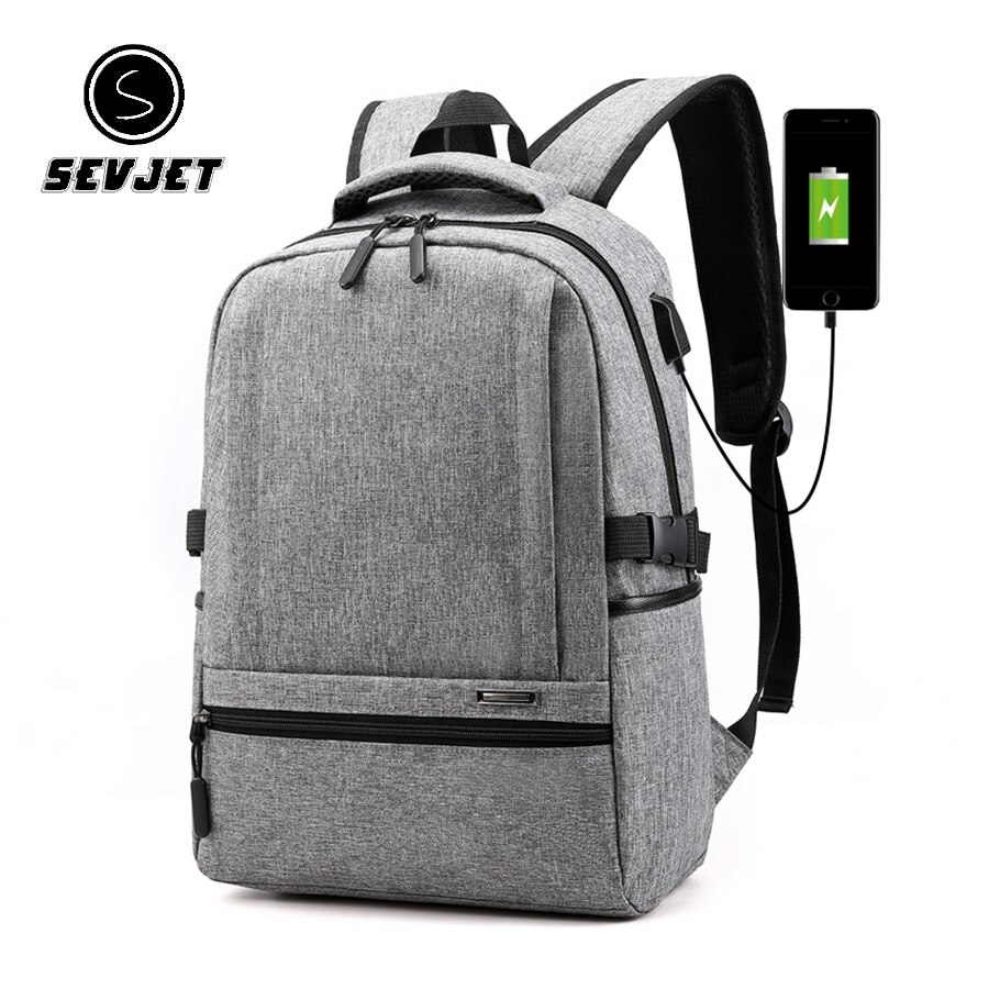 USB Charing Men Backpack Laptop Mochila Mujer Solid Student Travel School Bag For Men Business Large Shoulder Bags CJ995