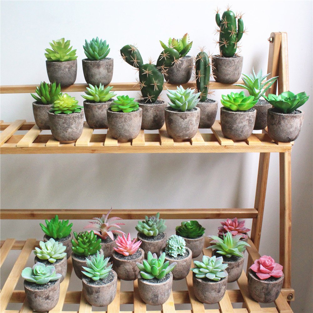 4Pcs/Set Simulation Succulent Plants Artificial Potted Plant Indoor Ornaments