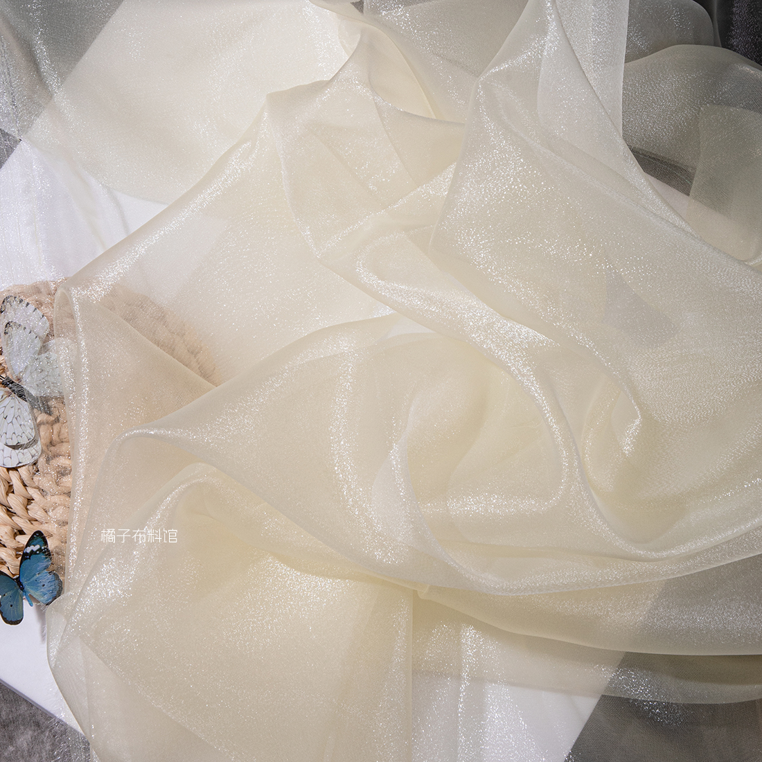 Gradiënt Organza Zijden Gordijn Gouden Bruiloft Kleuterschool Kleding Jurk Creatieve Podiumstof Achtergrondstof: royal blue