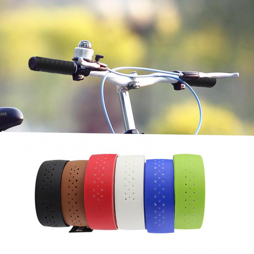 2Pcs Bike Handlebar Tapes Faux Leather Perforated Handle Straps Riding Supplies Wrap Guidoline Fixing Straps Bicycle Accessories