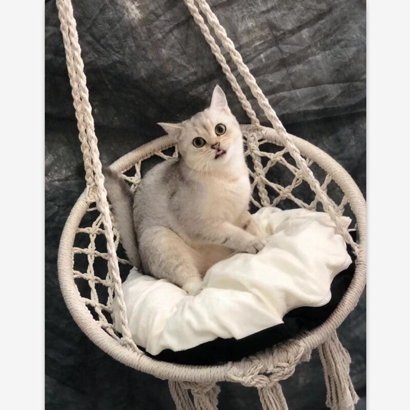 Indoor Outdoor Hammock Chair Macrame Swing,Cotton Rope Hanging Chair Swing Chairs,Baby Cradle,Pets Bed