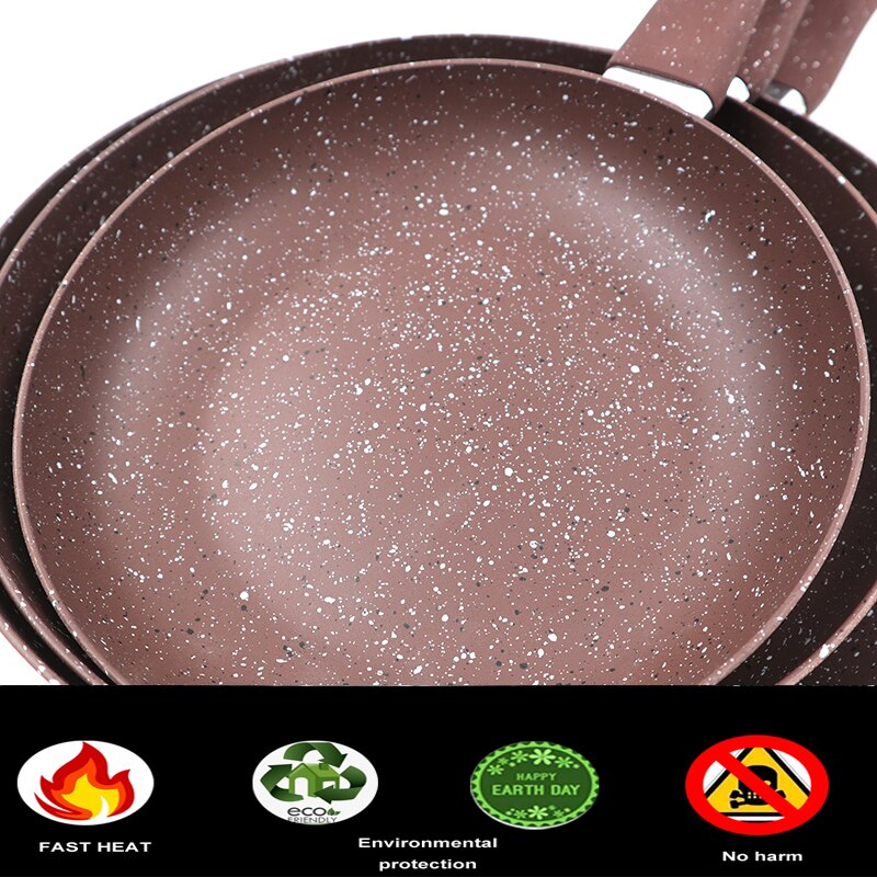 Master Star Non-Stick Fry Pan 20/24/28cm Set Brown Color Frying Pan Granite Coating Pan Beaf Skillet Gas Cooker Daily Use