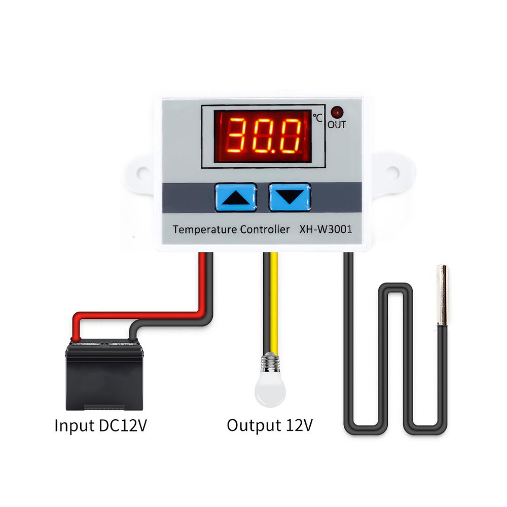 10A 12V 24V 220VAC Digital LED Temperature Controller XH-W3001 for Arduino Cooling Heating Switch Thermostat NTC Sensor