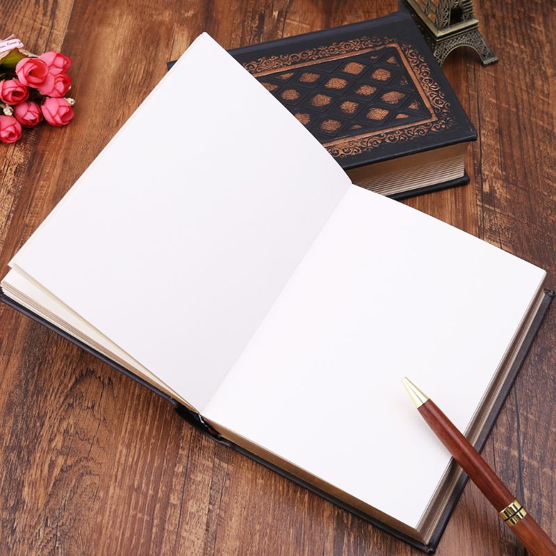 Diario de cuero Retro Vintage, cuaderno de tapa dura en blanco, cuaderno de bocetos, papelería, viaje, escuela,
