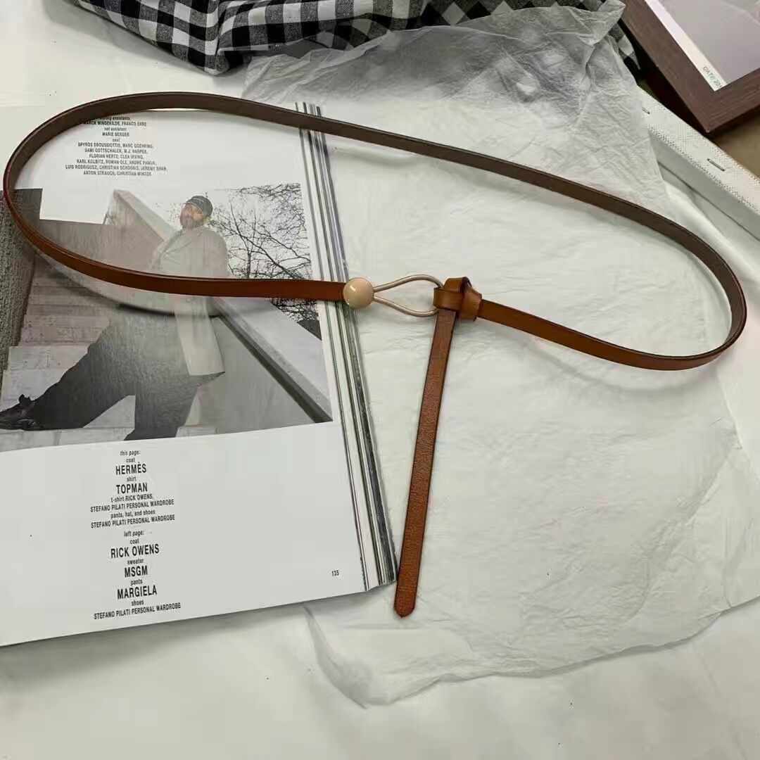 Skinnbelter for kvinner belte gullnål damebelter svart brune fritidsbelter til damefest kule kjole: Brun