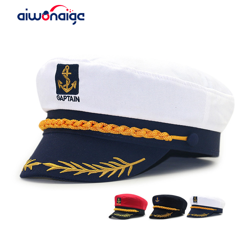 retro marineblå herrehue flat korallhette sminke ball uniform lue herre utendørs klassisk merke yacht kapteinhatt