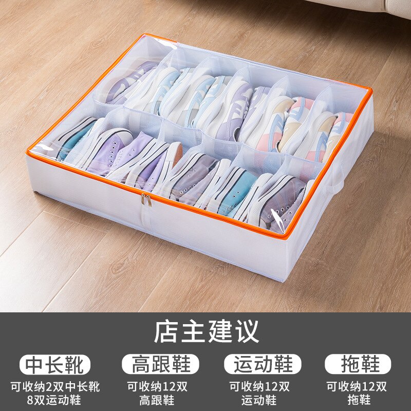 Foldable Drawer Organizer For Shoe Adjustable Bed Bottom Shoe Storage Box Large Capacity Dust-proof Shoe Box Washable And Foldab: Orange big
