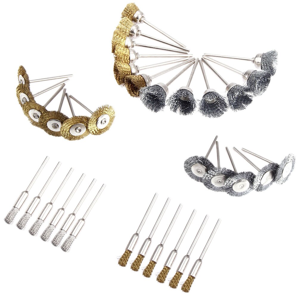 60pcs Stainless Steel Wire Wheel Brass Brush Dremel Rotary Tool for Mini Drill Dremel Polishing Dremel Rotary Tools Accessories