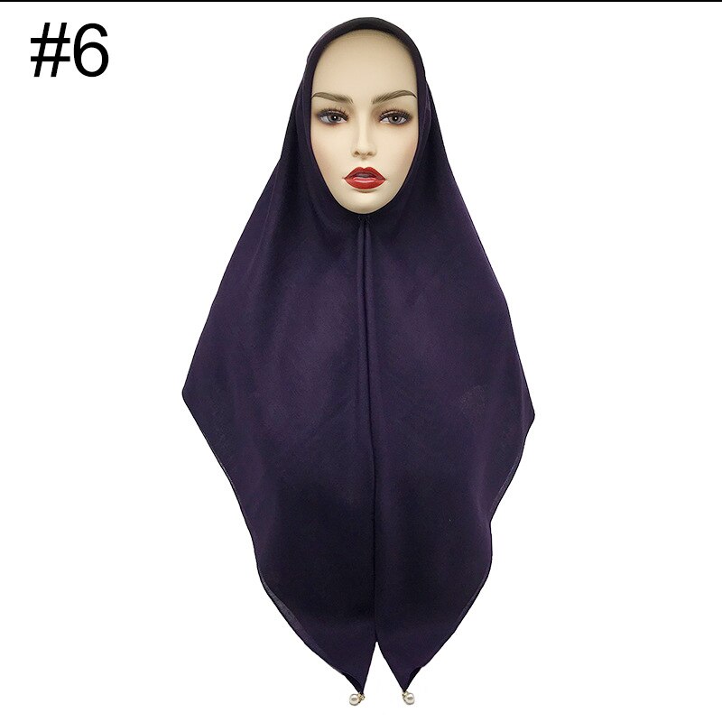 Vierkante hoofddoeken hangen grote parels dames moslim hijab viscose katoen maleisië hoofddoek tulband wrap 110 x 110cm: 6 paars