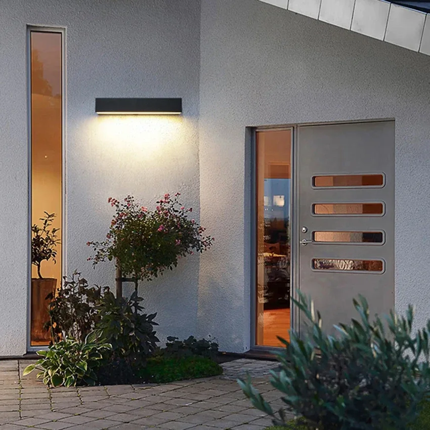Vegglampe utendørs vanntett dørhode ledet veggvask hengende lang stripe gårdsplass balkong skilt terrasse villa vegglamper