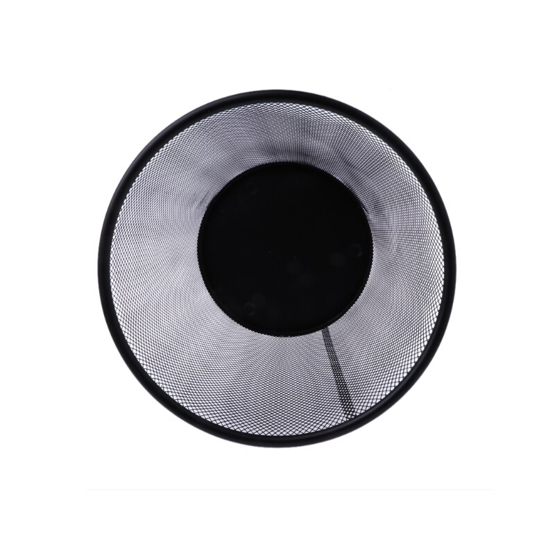 Metal Mesh Wastebasket Round Trash Can Recycling Bin Office Tools Supplies Black