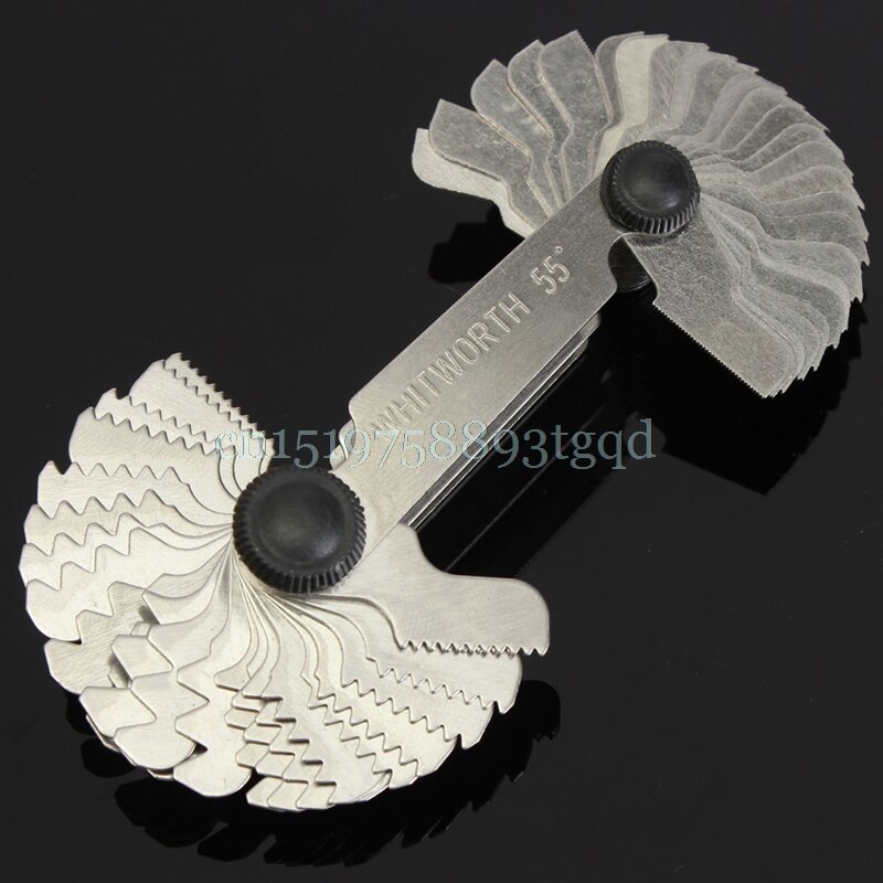 52Pcs Steel Thread Measuring Gage Metric Whitworth Screw Pitch Gauge 60 Degree