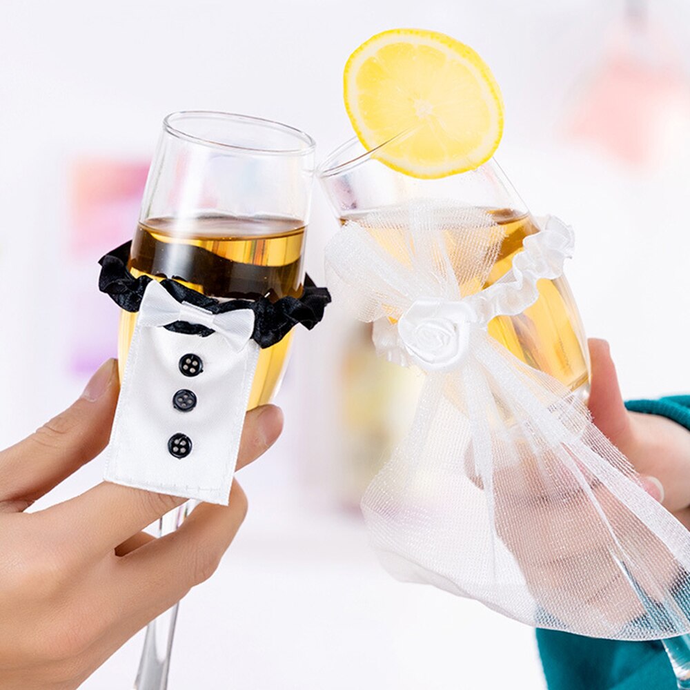 Velo de novia para novio, accesorios de decoración, copas de vino, Copas de tostado, de boda, 2 uds.