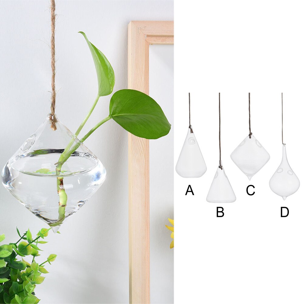 Vase mural en verre transparent pour plantes et fleurs, Pot en bouteille, soufflé à la main, décoration de jardin, pour la maison
