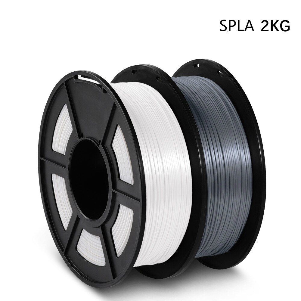 Filament d'imprimante 3D SPLA à Filament 3D SUNLU 1.75MM 1-3KG/rouleaux matériau plastique sans Pollution pour Filament pla de l'imprimante 3D.: White-Grey