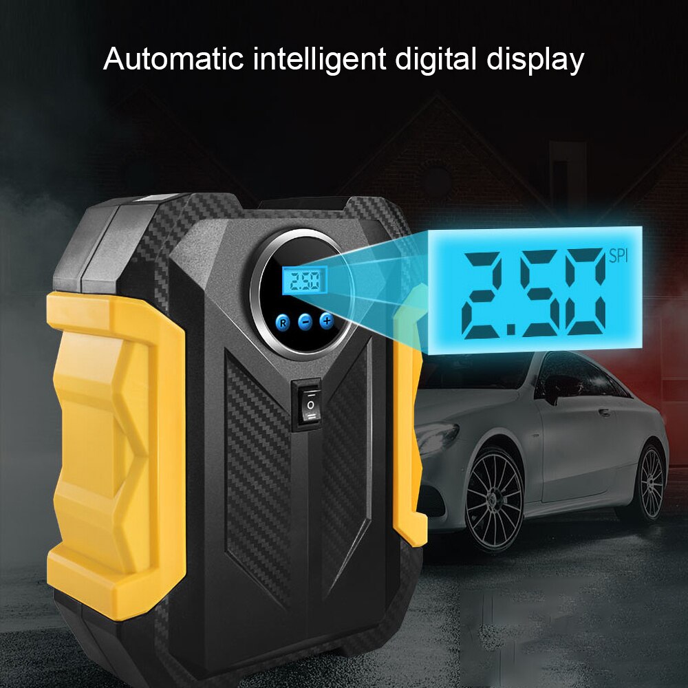 Air Compressor Tire Inflator-Autoband Pomp Met Digitale Manometer (150 Psi 12V Dc) bright Emergency Zaklamp