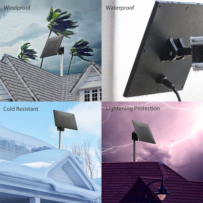 all'aperto digitale HDTV antenna TV ricevitore Ad contralto Guadagno 60db 5500 Miglia cavo 32.8ft con Amplificatore ricevitore satellitare piatto di Ricezione