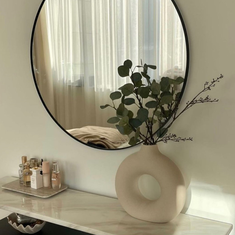 Jarrón de cerámica hueco Circular nórdico, maceta de donas, accesorios de decoración del hogar, oficina, escritorio, sala de estar, de decoración Interior