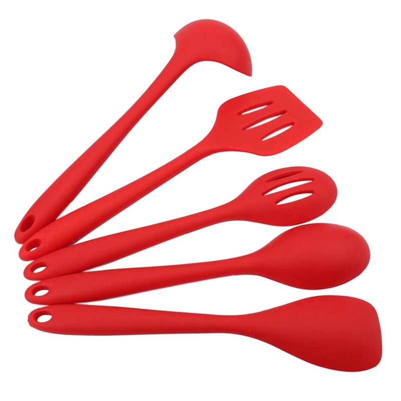 Kitchen Utensil Set Silicone Spoon Baking Cooking Tools Non-stick Cookware High Temperature Resistance Spoon Leak Shovel