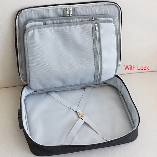 Grande capacidade saco de documentos homem viagem à prova dwaterproof água bolsa organizador do escritório arquivo pasta negócios zíper bolsa acessórios: Black C