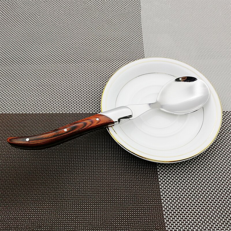 Laguiole middagssked stor matsked träskaft soppa ris servera skedar rostfritt stål träbestick 22cm 8.7 tum 2/4/6 st