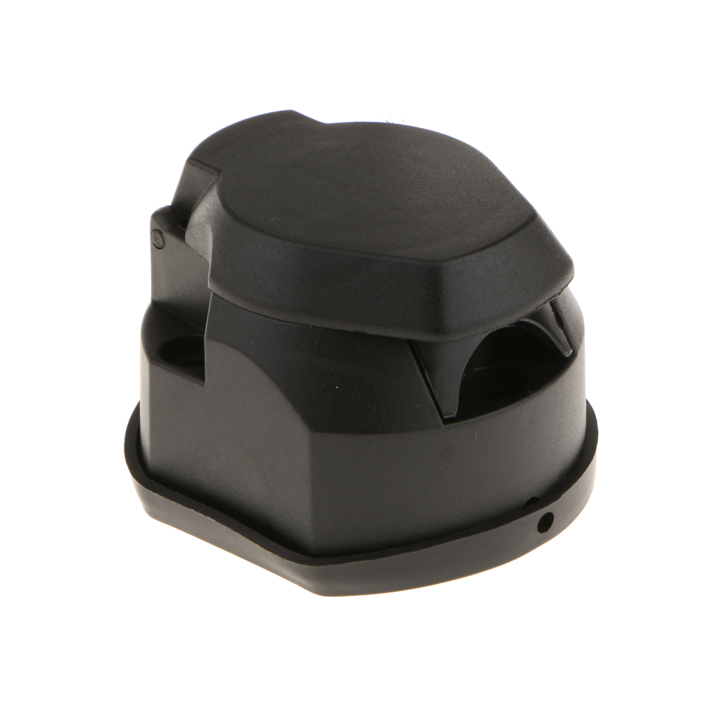 7Pin 12V Trailer Towbar Plug Adapter Connector With Cover Black