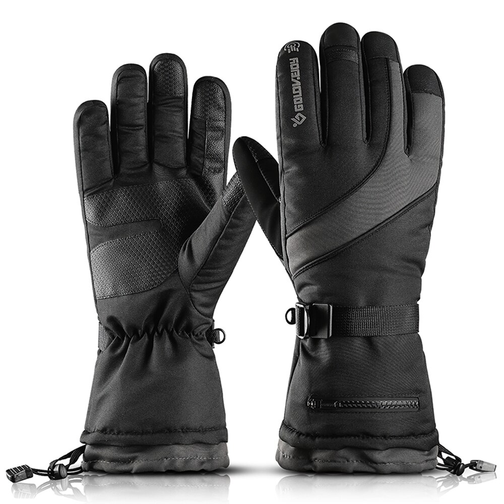 Guantes Térmicos de esquí Golovejoy SK03, guantes impermeables de lana para esquí de invierno, guantes para Snowboard, guantes cálidos para moto de nieve con pantalla táctil: Black / M