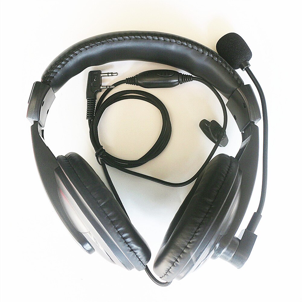 2Pin Aviation Pilot Over Head Headset Headphone Earphone W/Boom Mic For Kenwood 2 Two Way Radio TK2207 TK3207 TK-2170/3170/3173