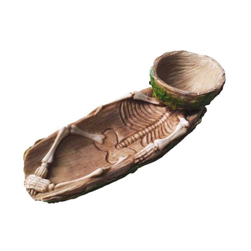 Cuenco de comida para reptiles, esqueleto, anfibio, jaula para mascotas, decoración de roca, inyección de agua, 37MF