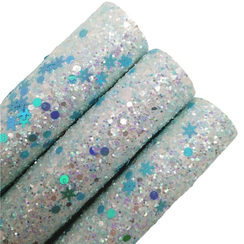 Sininen lumihiutale paksu glitter vinyyli kangas arkki huopa tausta synteettinen nahka tekovinyyli tee itse  a4 koko  t569b